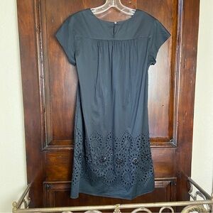 DKNY Black Sheath Dress with Sequins Laser Cutouts size 8